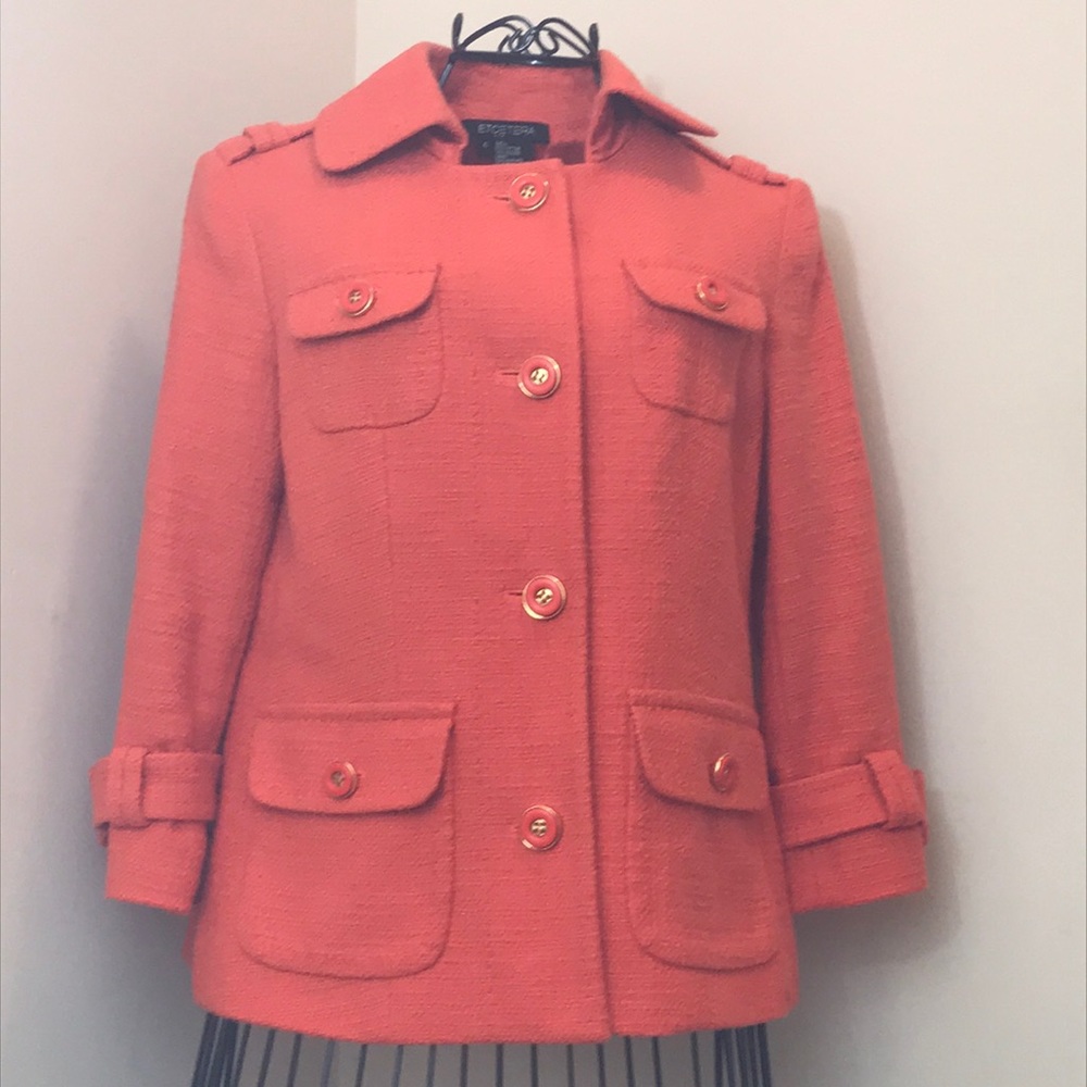 Etcetera Orange 4-Button Jacket 4-Pockets Size 4 - image 2